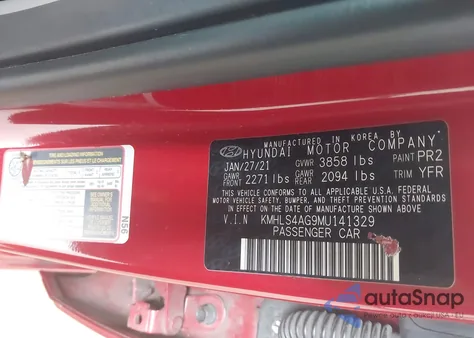 2021 Hyundai Elantra Sel z USA, uszkodzony, nr VIN KMHLS4AG9MU141329